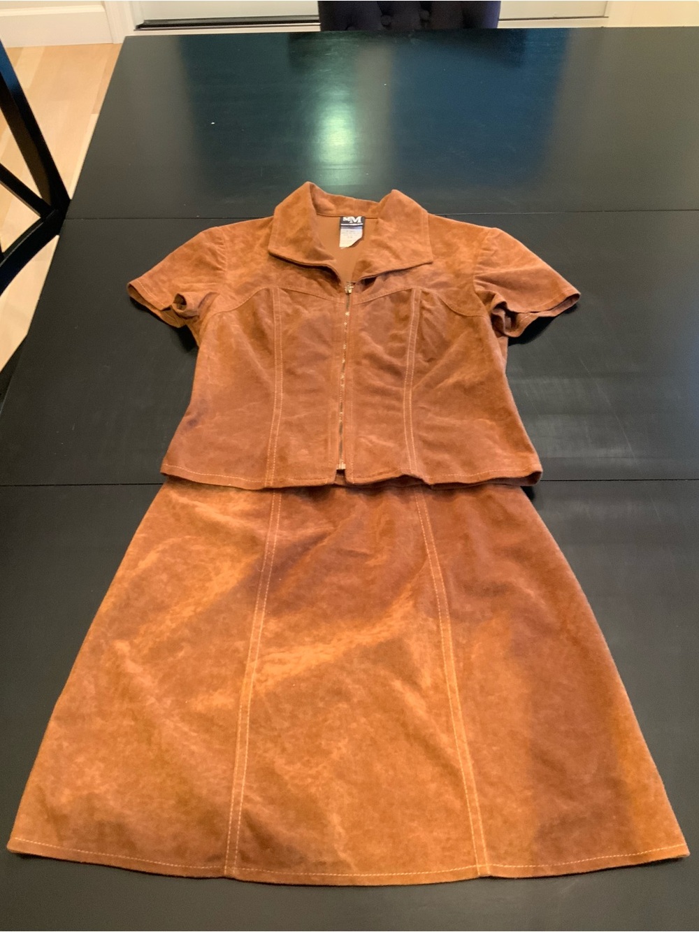 My Michelle Vintage Faux Suede Brown Top And Skirt Set For Jr 3